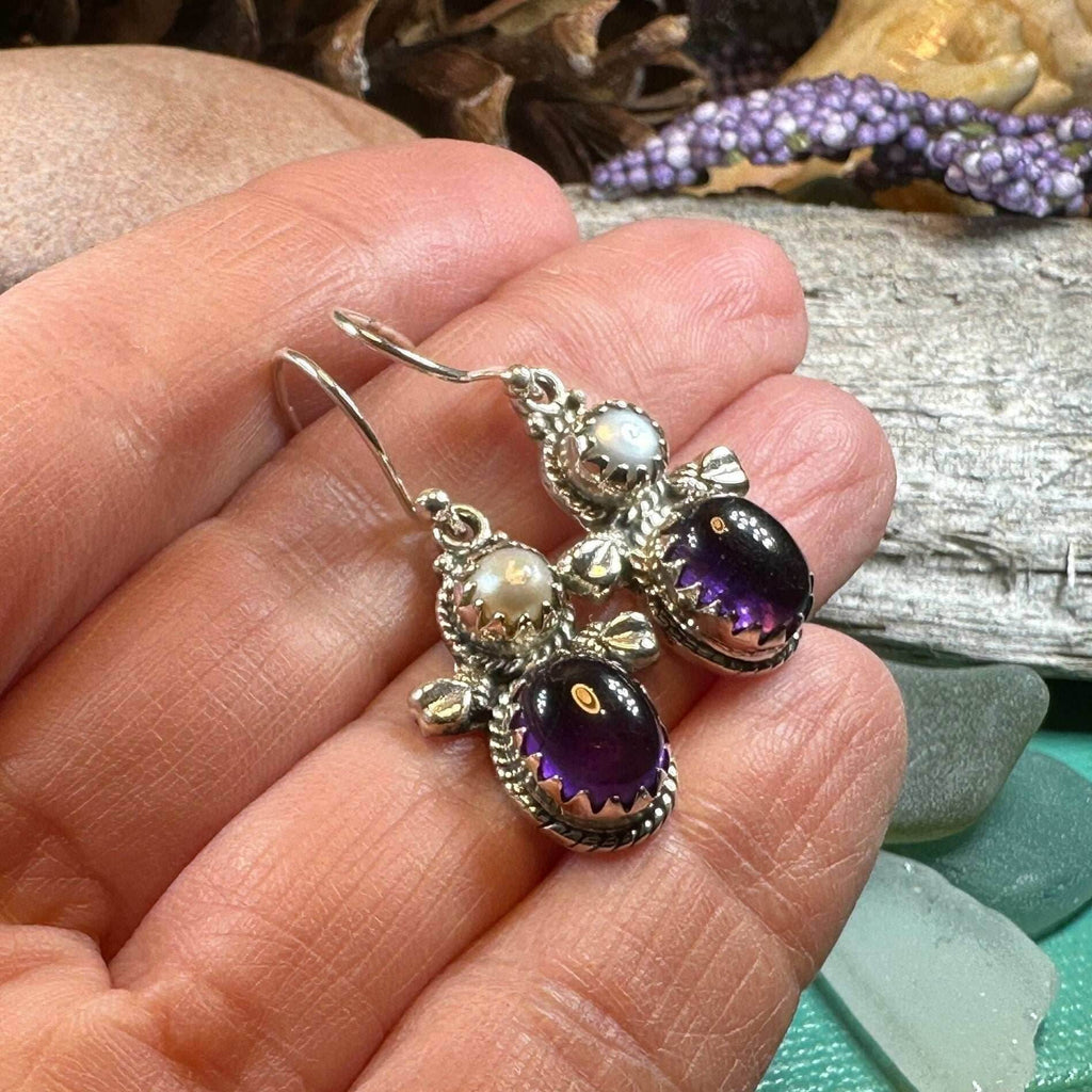 Lora Amethyst Pearl Earrings - 