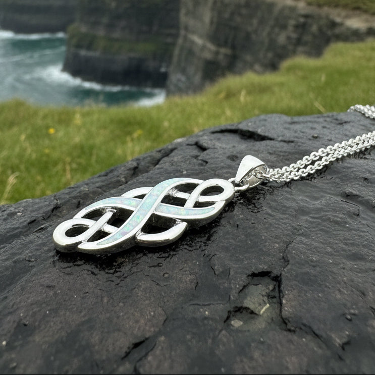 Fire Opal Celtic Infinity Necklace