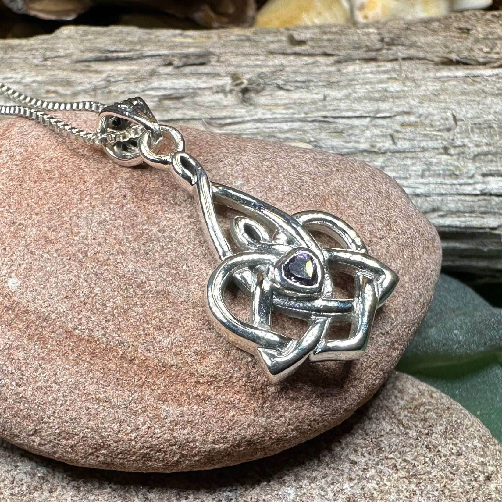 Celtic Mother's Knot Necklace - 18 / Amethyst