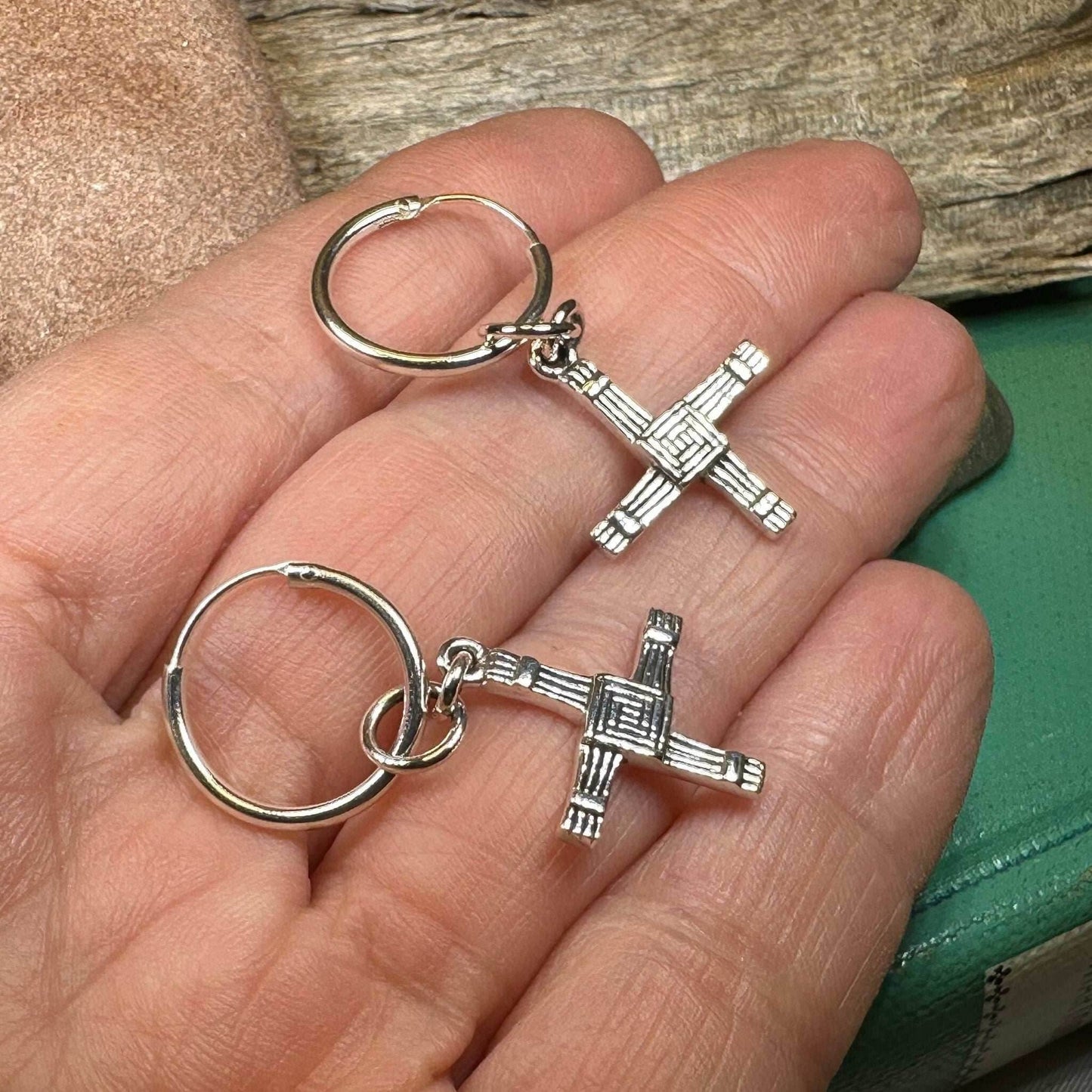 Saint Brigid's Cross Hoop Earrings - 