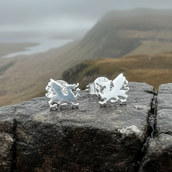 Eilonwy Welsh Dragon Stud Earrings