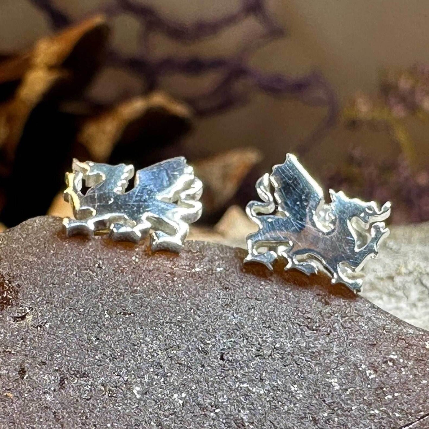 Eilonwy Welsh Dragon Stud Earrings - 