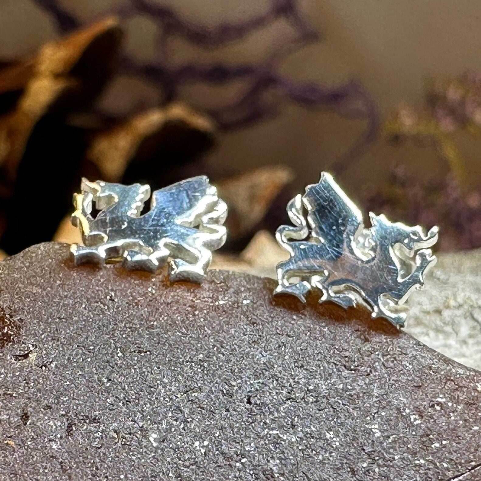 Eilonwy Welsh Dragon Stud Earrings - 