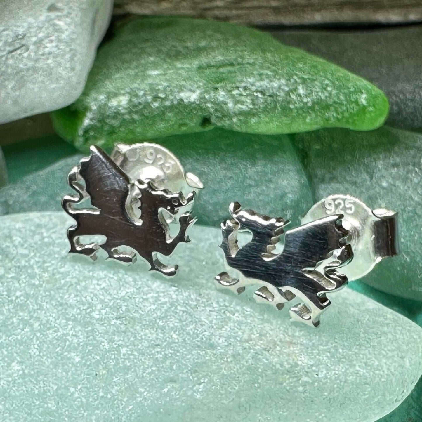 Eilonwy Welsh Dragon Stud Earrings - 