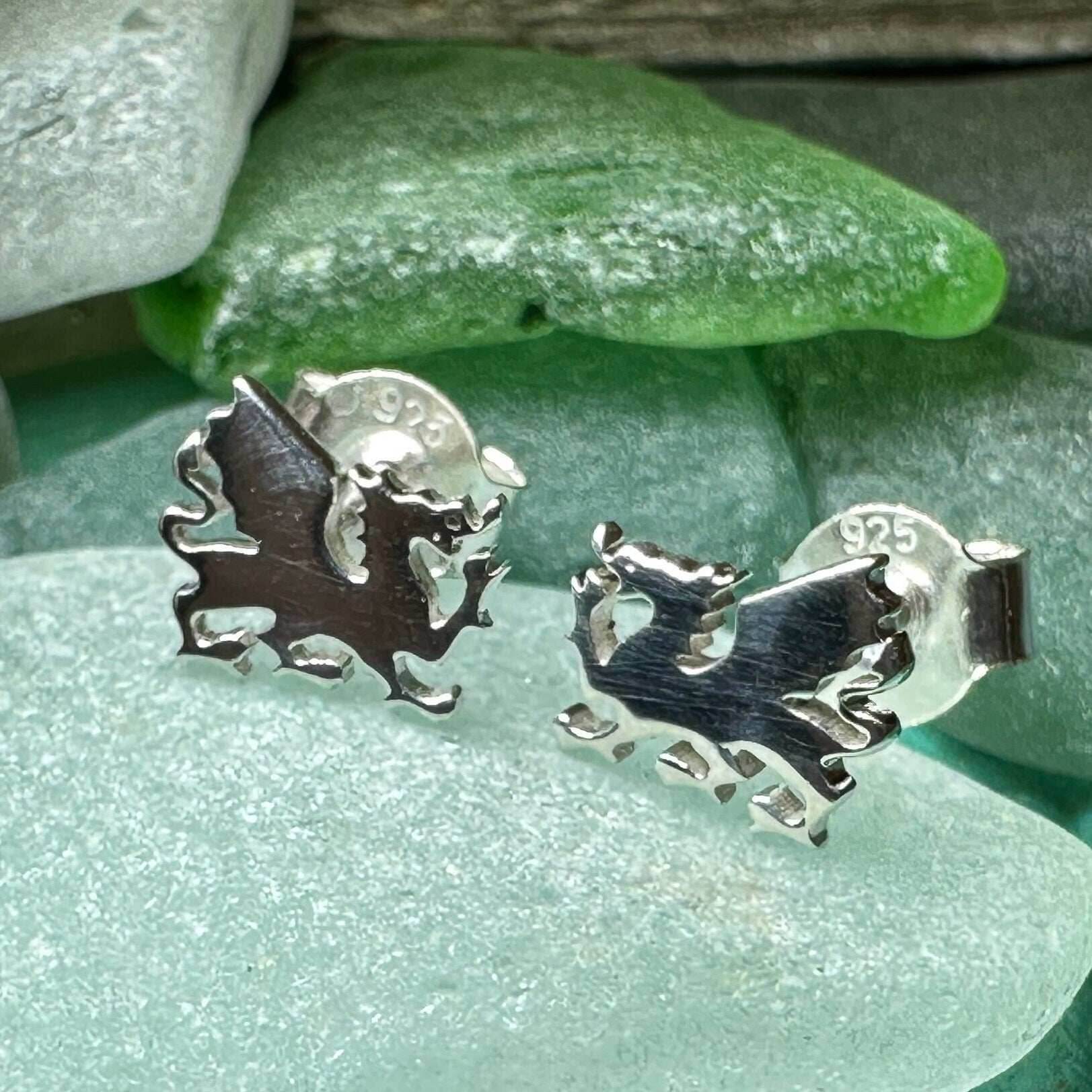 Eilonwy Welsh Dragon Stud Earrings - 