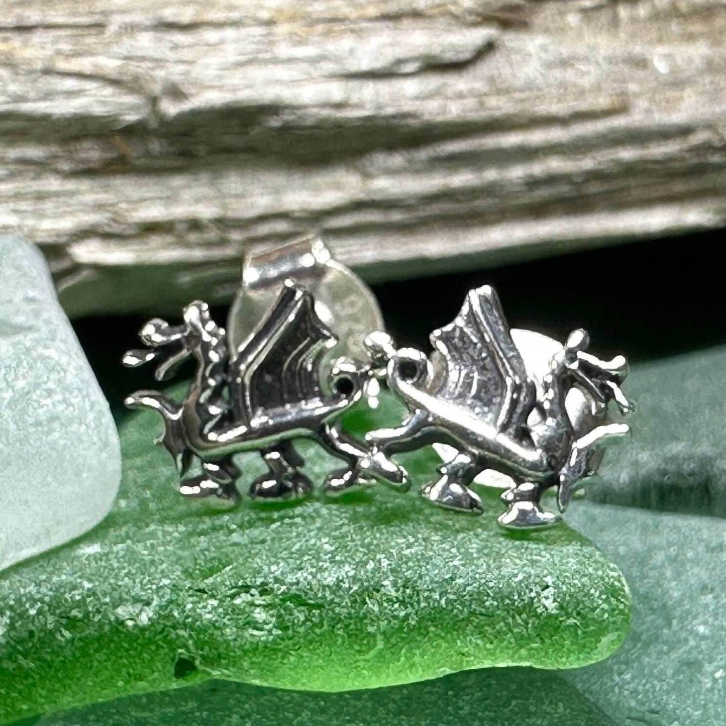 Petite Welsh Dragon Stud Earrings - 
