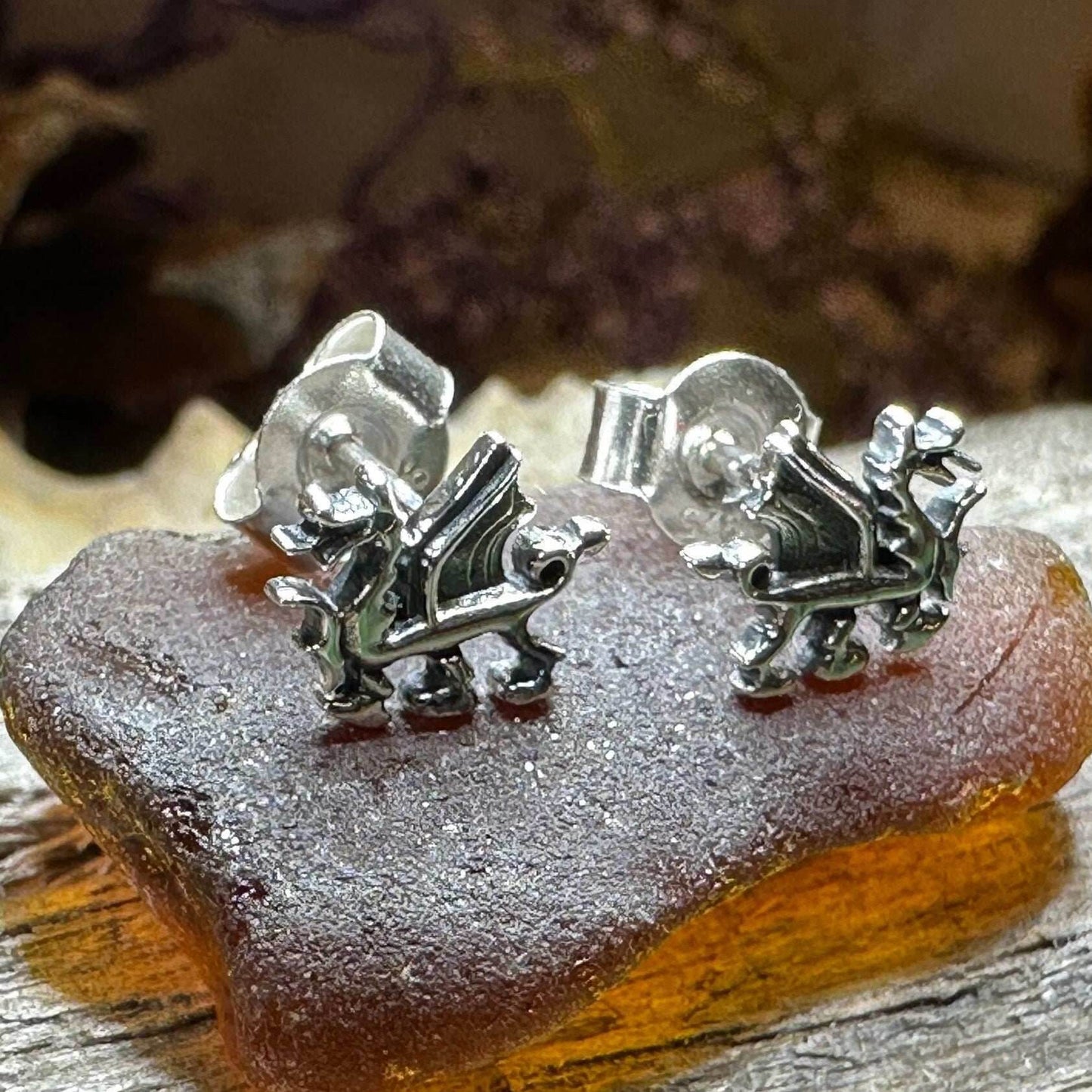 Petite Welsh Dragon Stud Earrings - 
