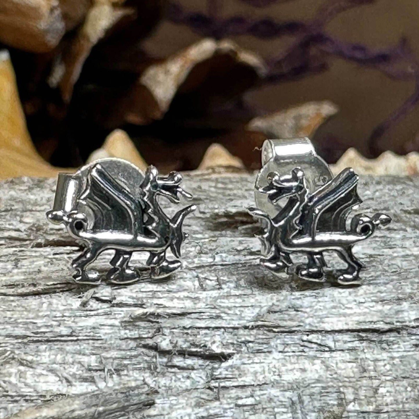 Petite Welsh Dragon Stud Earrings - 