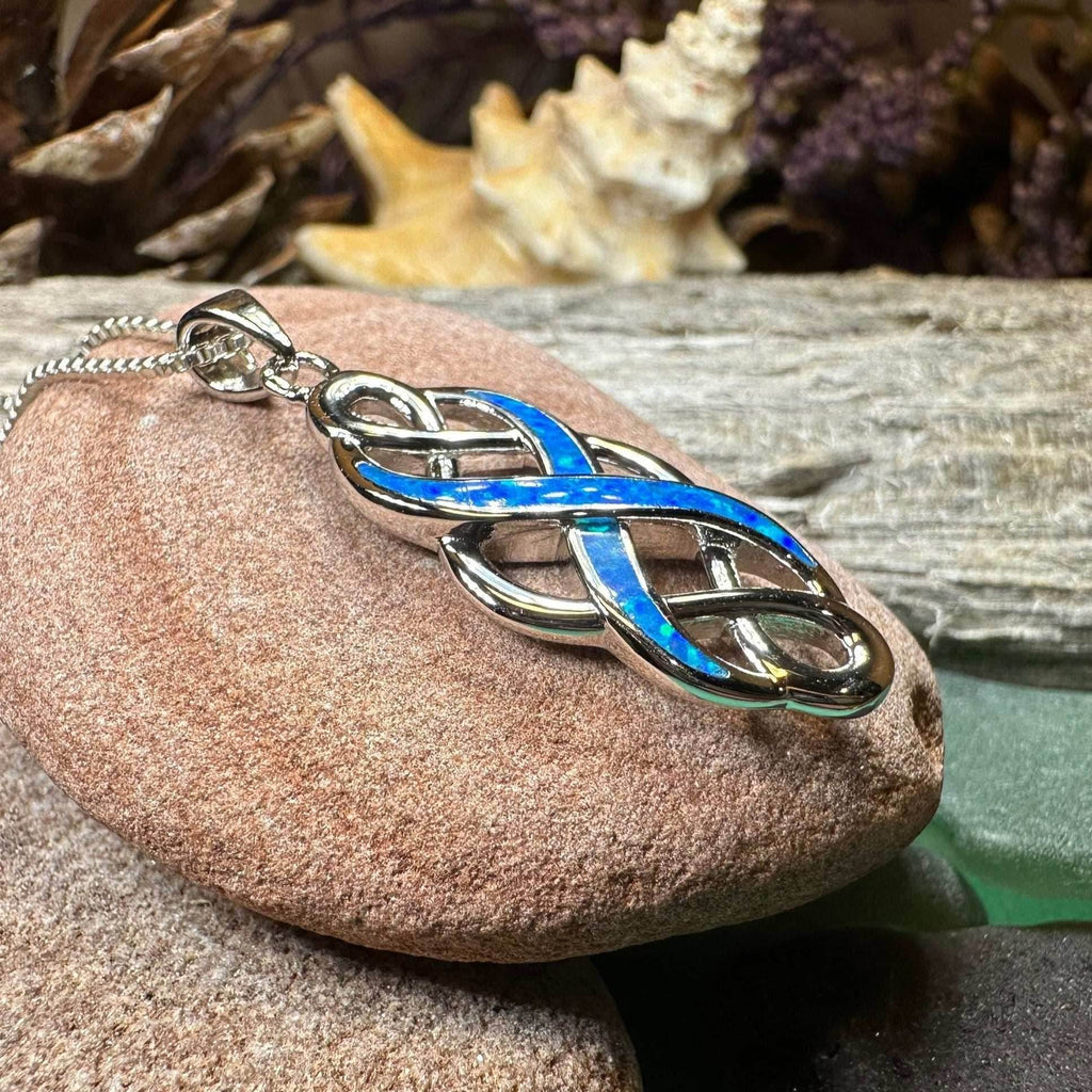 Fire Opal Celtic Infinity Necklace - 18 / Blue