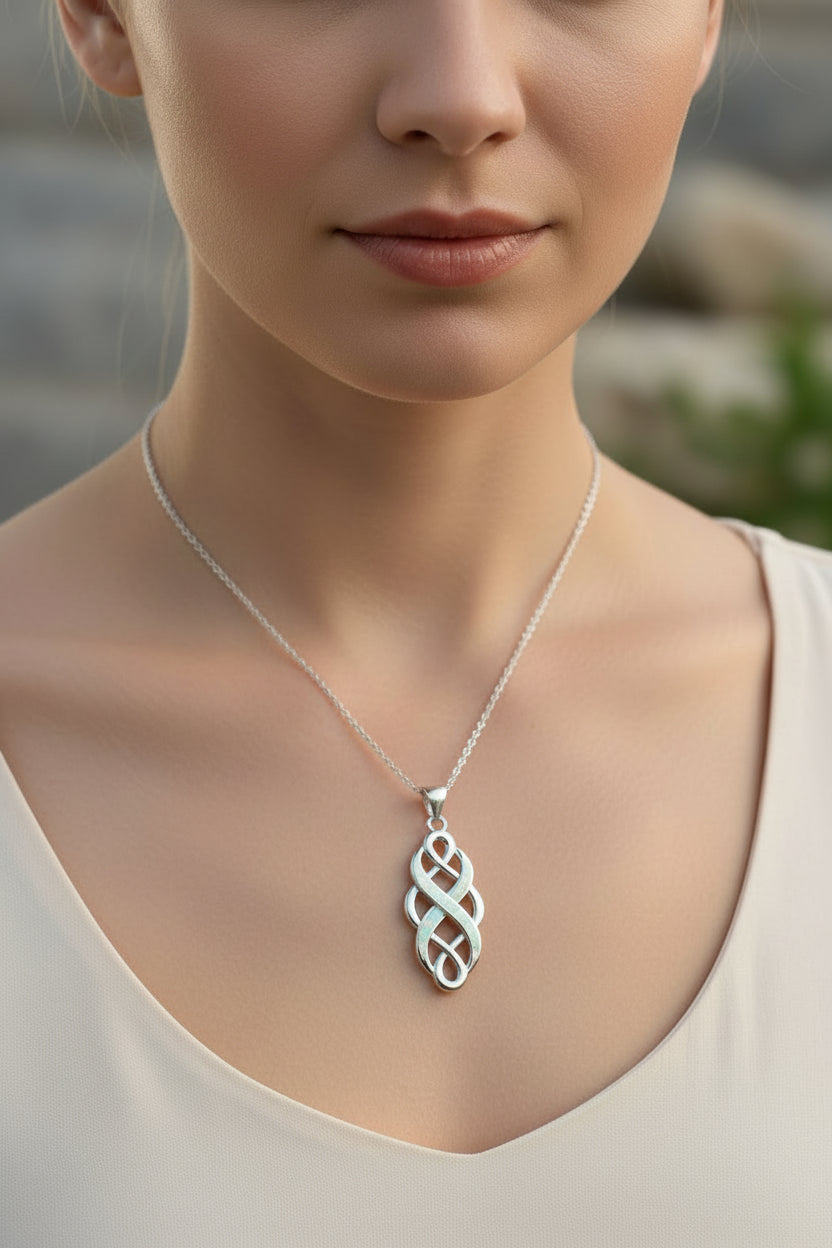 Fire Opal Celtic Infinity Necklace