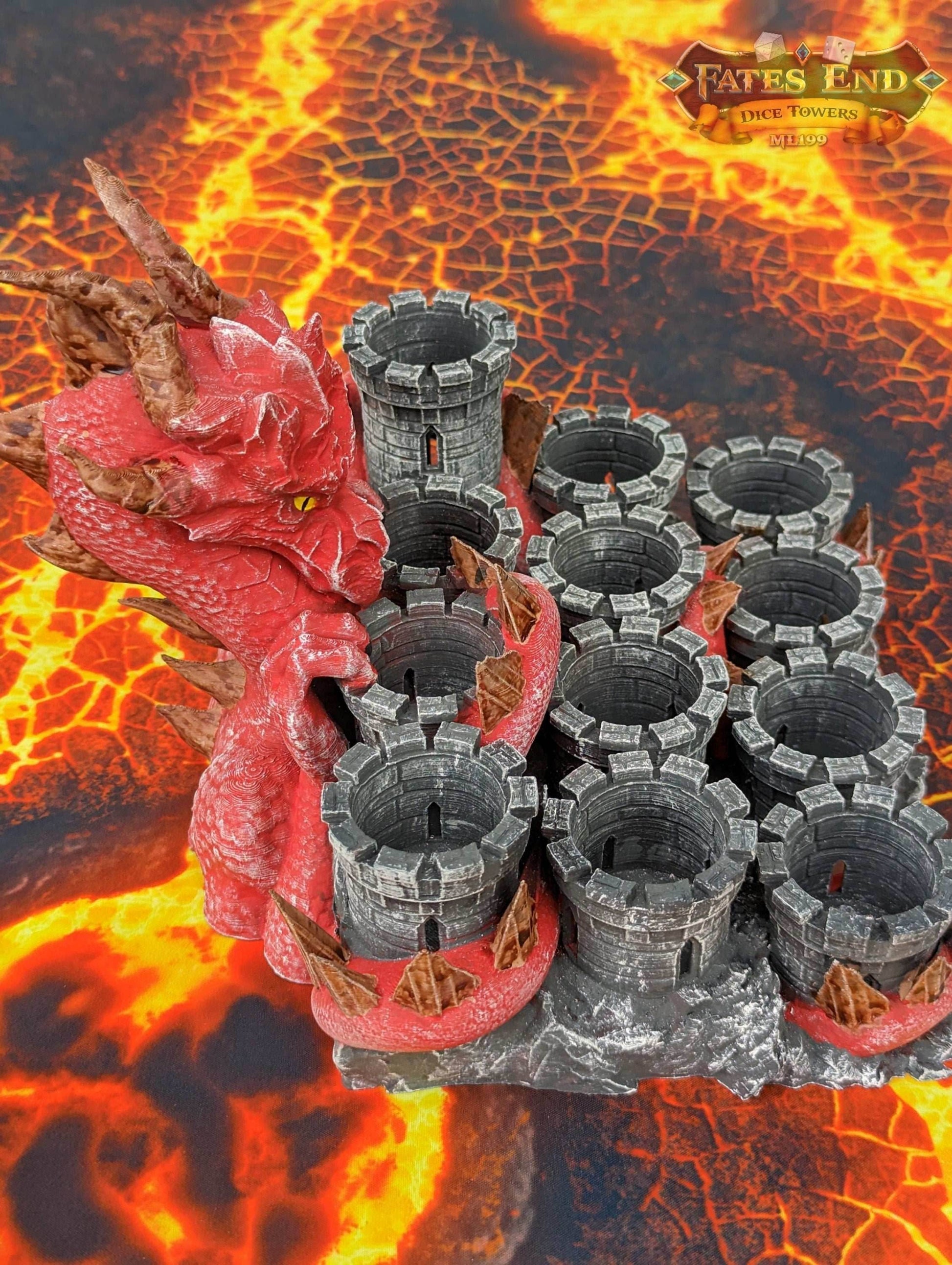 Dragon Paint Brush & Bottle Holder - Dice Tray - Fate's End Collection: Cradle Your Colors with the Majestic Grip of Mythical Wings. - Black / Scaling-50% Medium