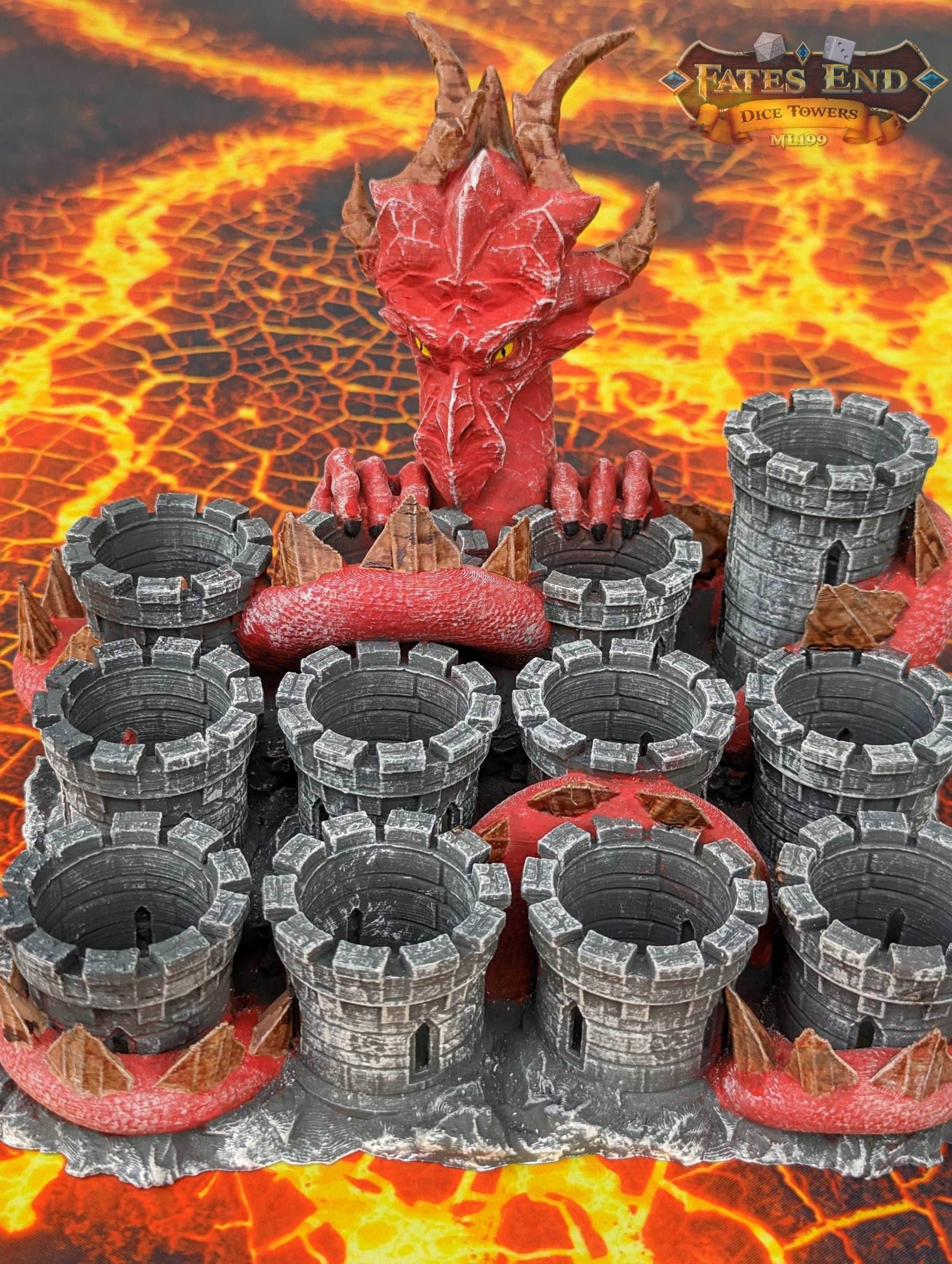 Dragon Paint Brush & Bottle Holder - Dice Tray - Fate's End Collection: Cradle Your Colors with the Majestic Grip of Mythical Wings. - Black / Scaling-50% Medium