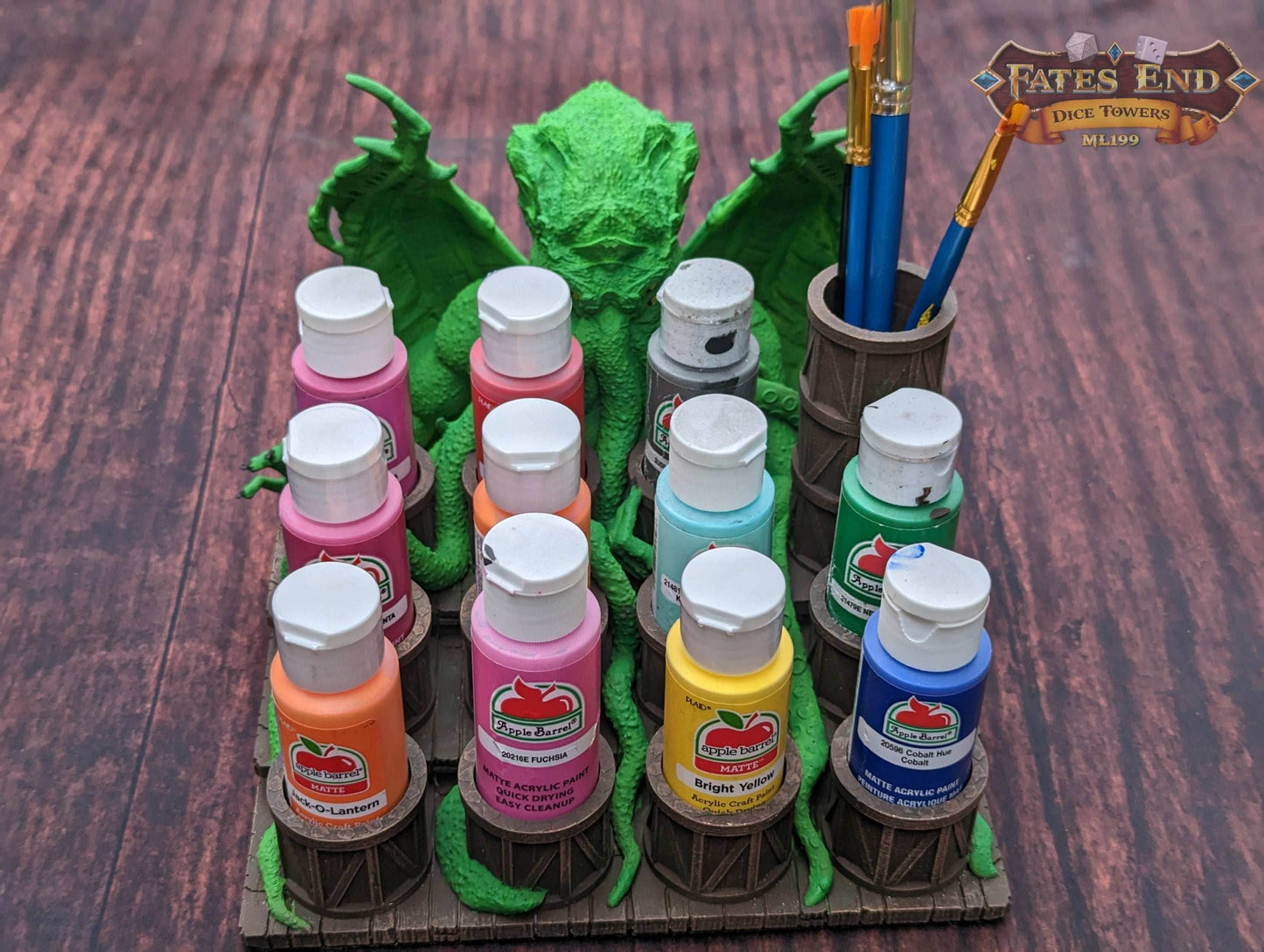 Cthulhu Paint Brush & Bottle Holder - Dice Tray - Fate's End Collection: Embrace Lovecraftian Horror in Your Artistry! - Black / 100%-Large