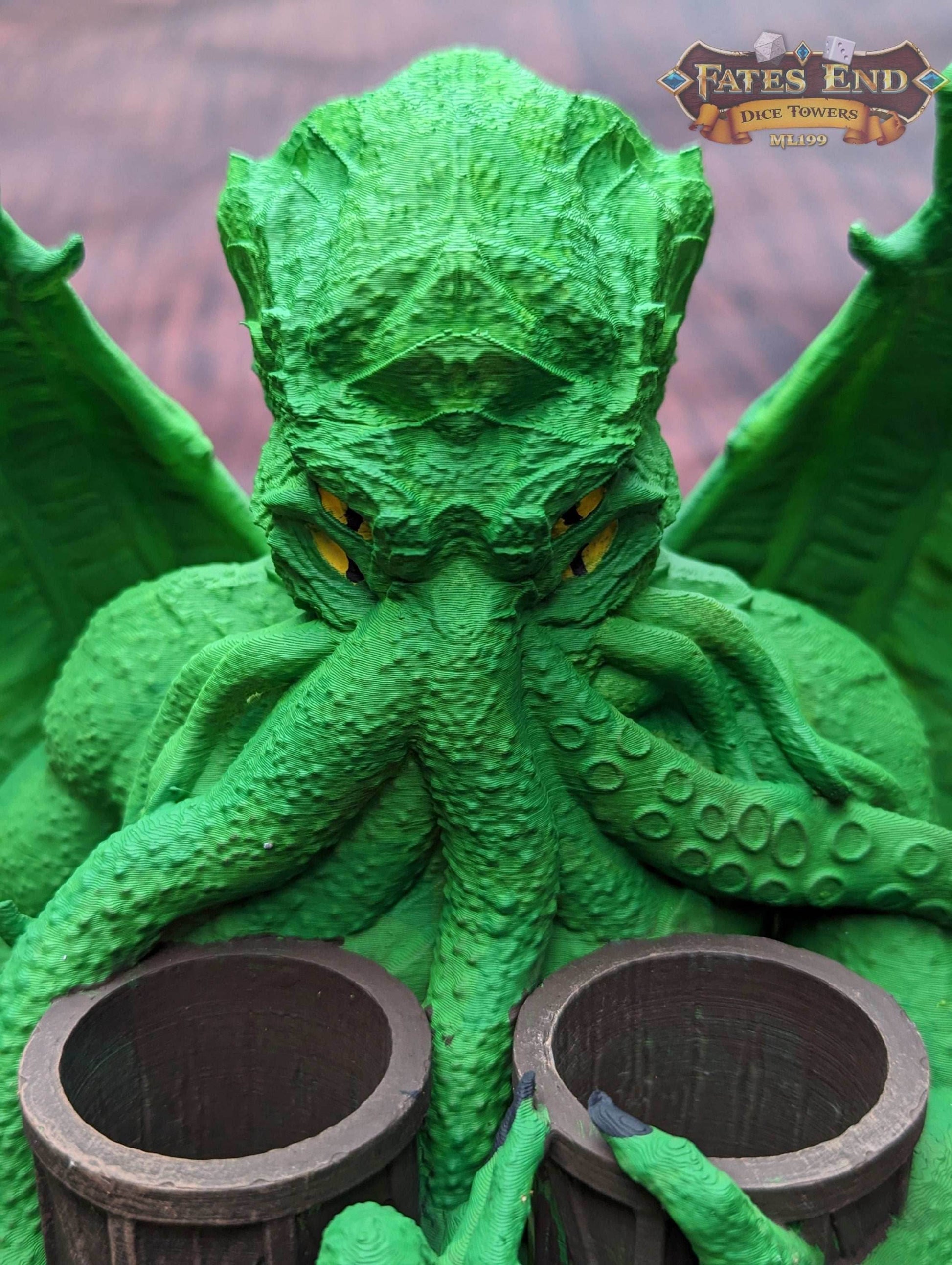 Cthulhu Paint Brush & Bottle Holder - Dice Tray - Fate's End Collection: Embrace Lovecraftian Horror in Your Artistry! - Black / 100%-Large