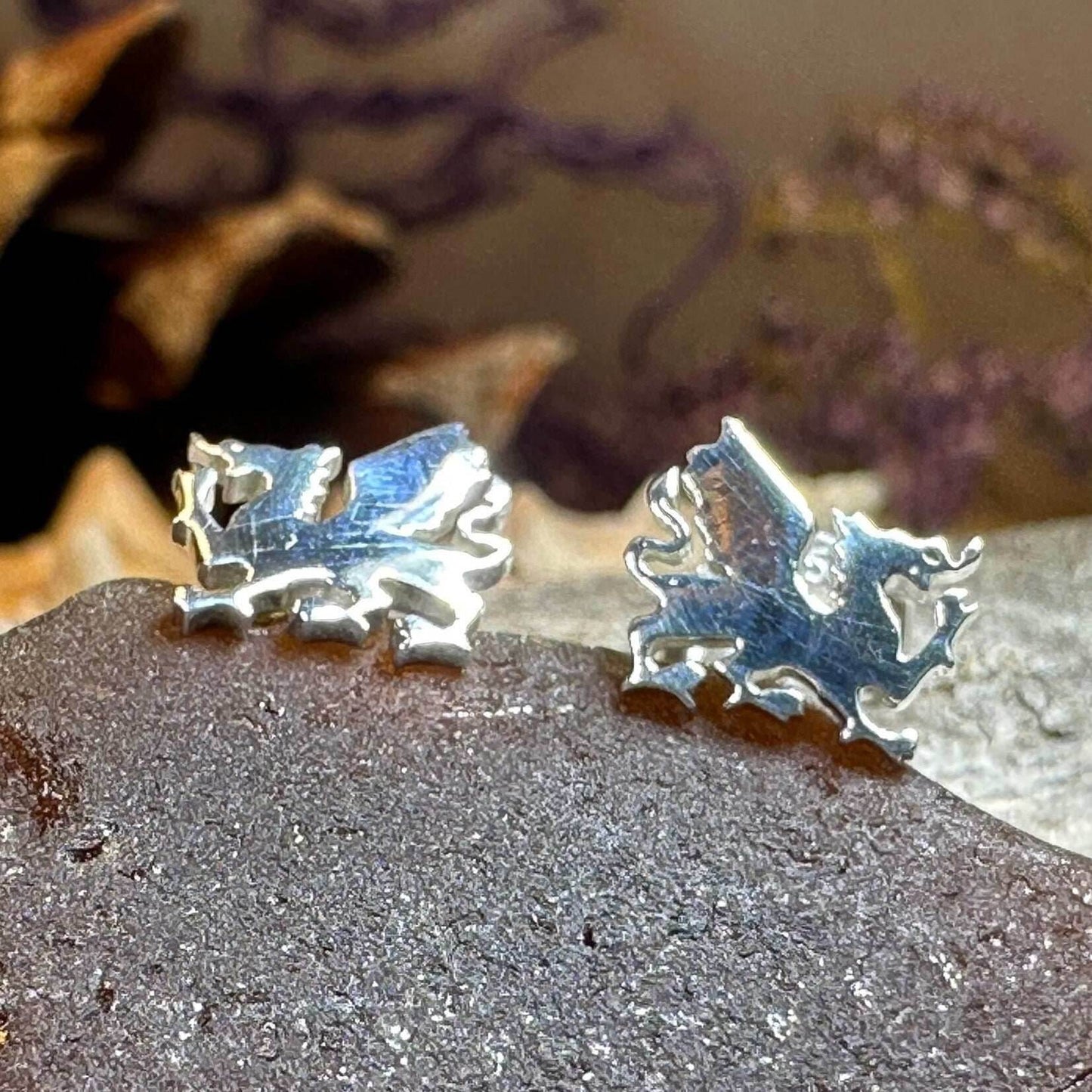 Eilonwy Welsh Dragon Stud Earrings - 