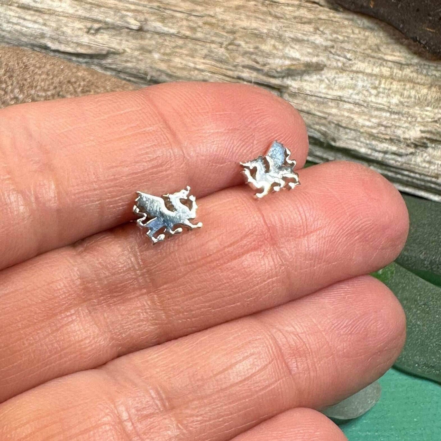 Eilonwy Welsh Dragon Stud Earrings - 