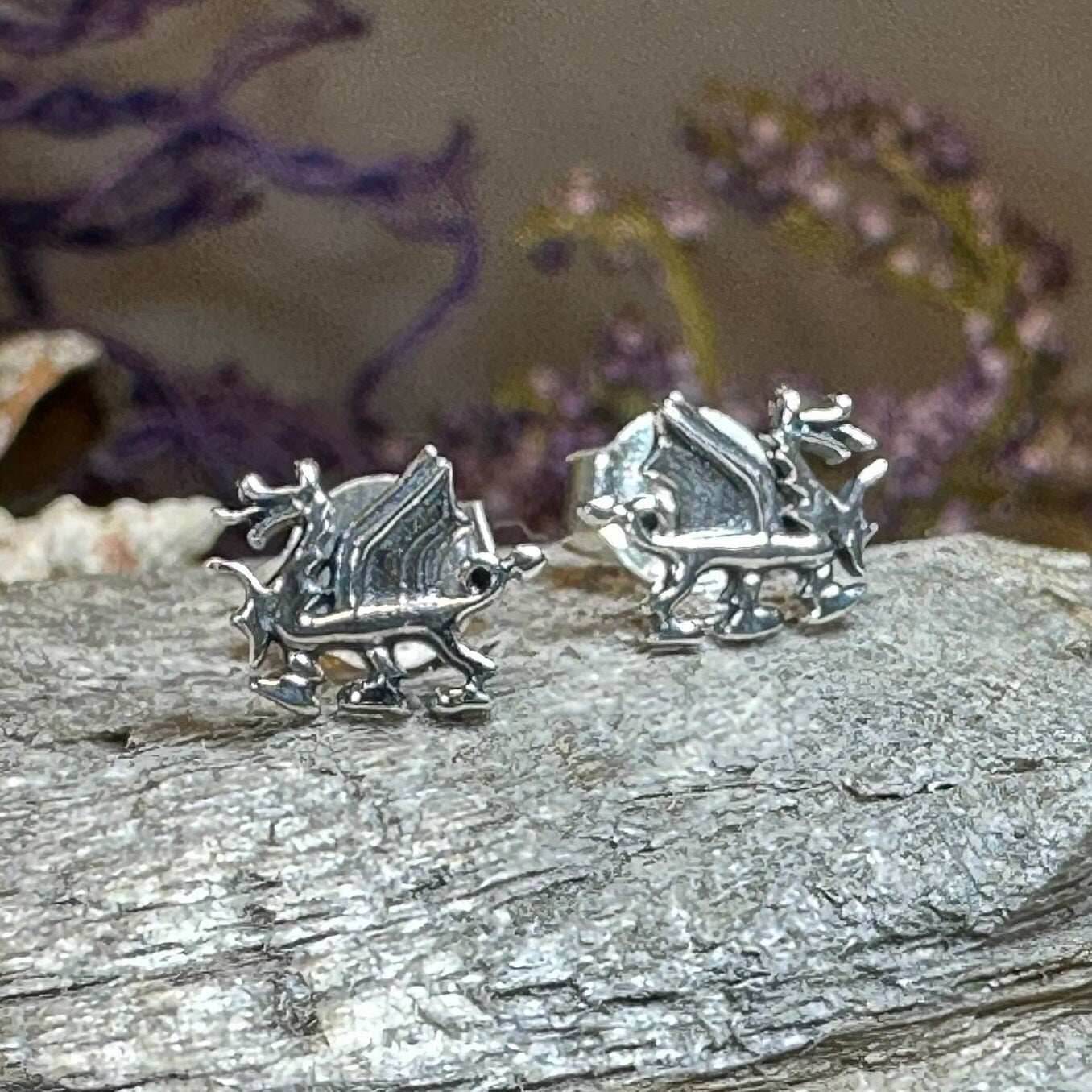 Petite Welsh Dragon Stud Earrings - 