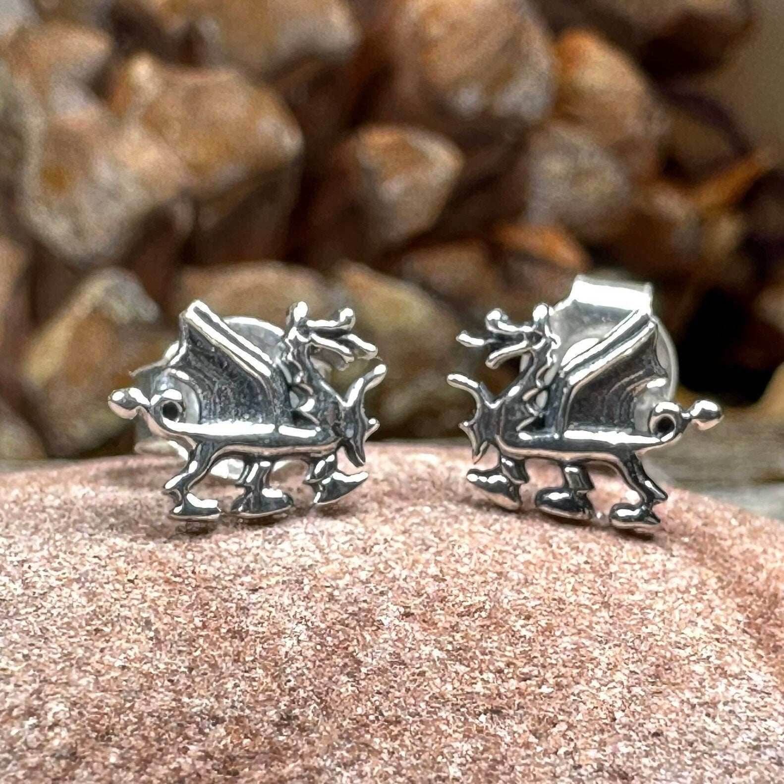 Petite Welsh Dragon Stud Earrings - 
