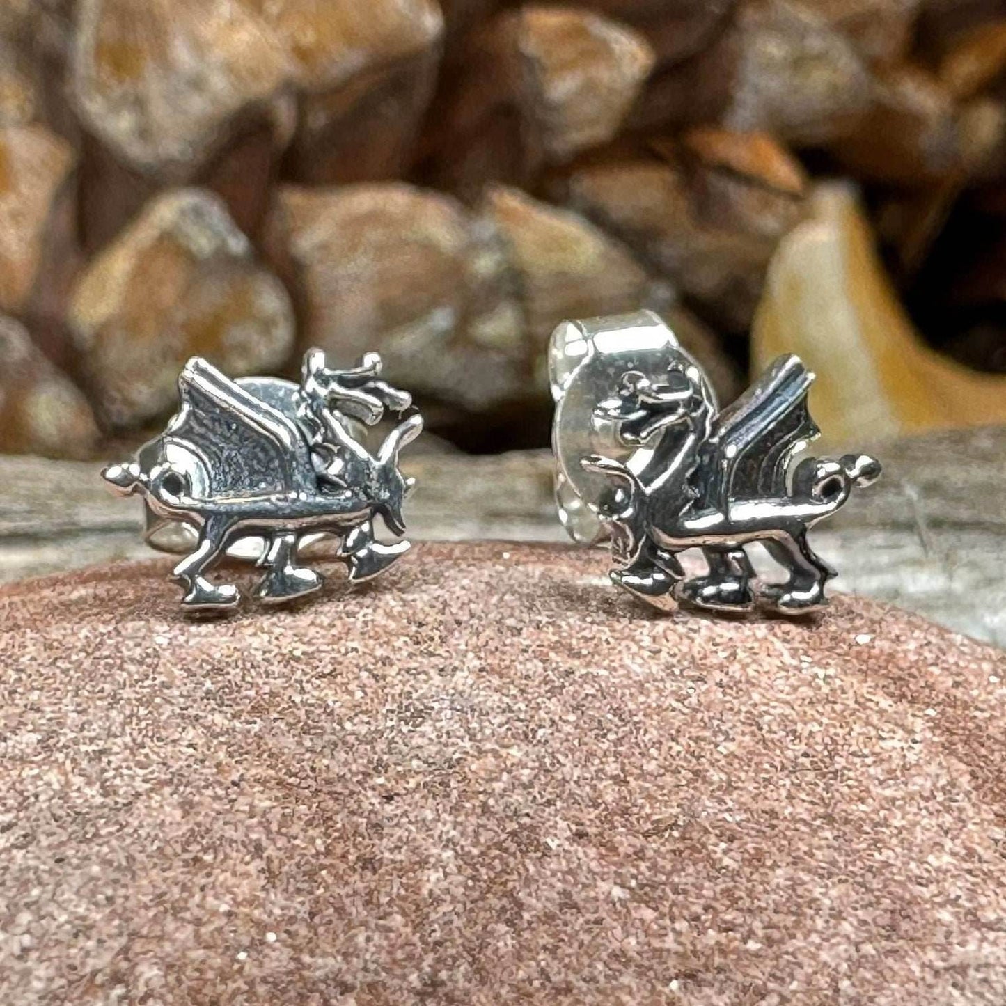 Petite Welsh Dragon Stud Earrings - 