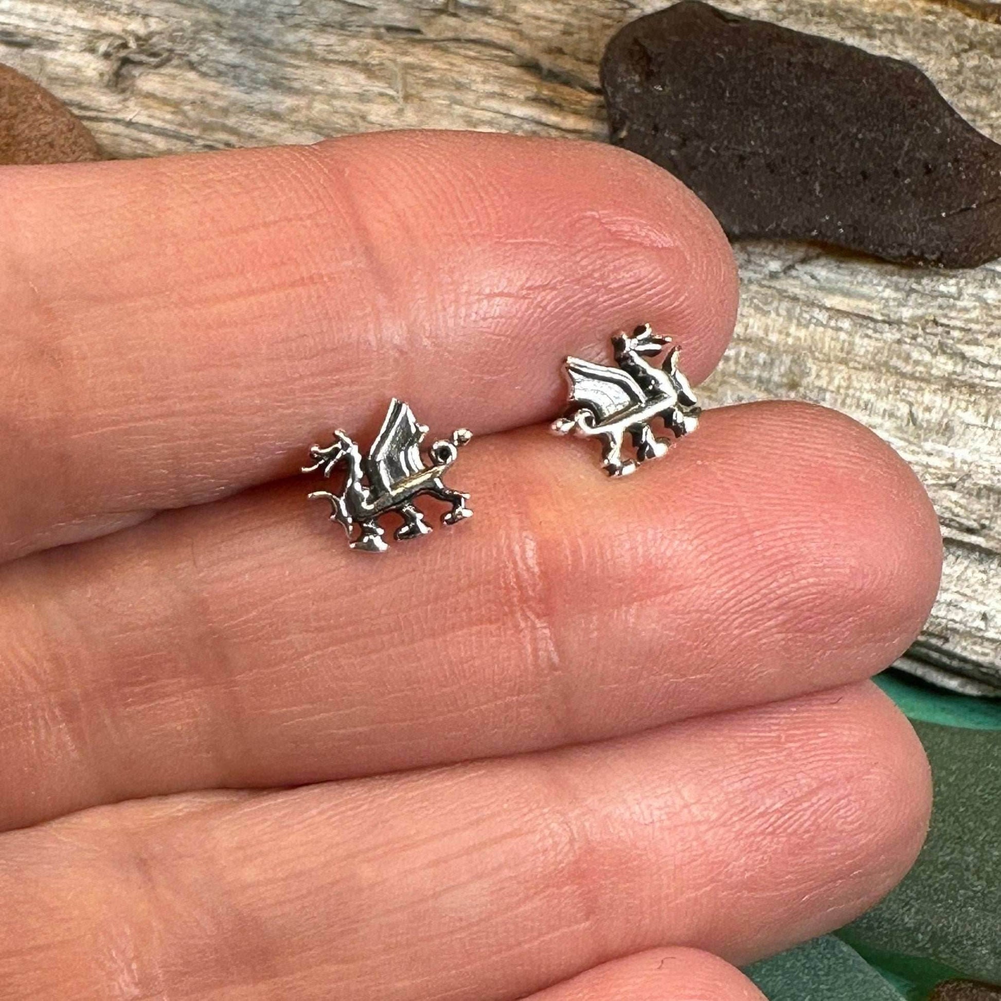 Petite Welsh Dragon Stud Earrings - 