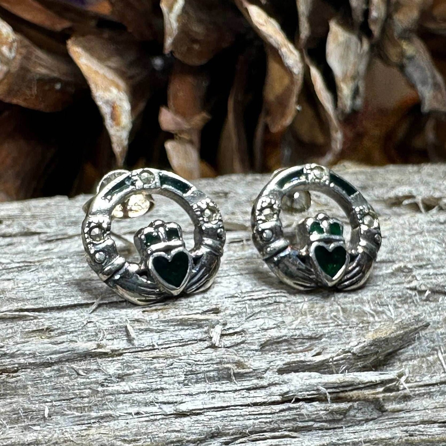 Irish Claddagh Stud Earrings - 
