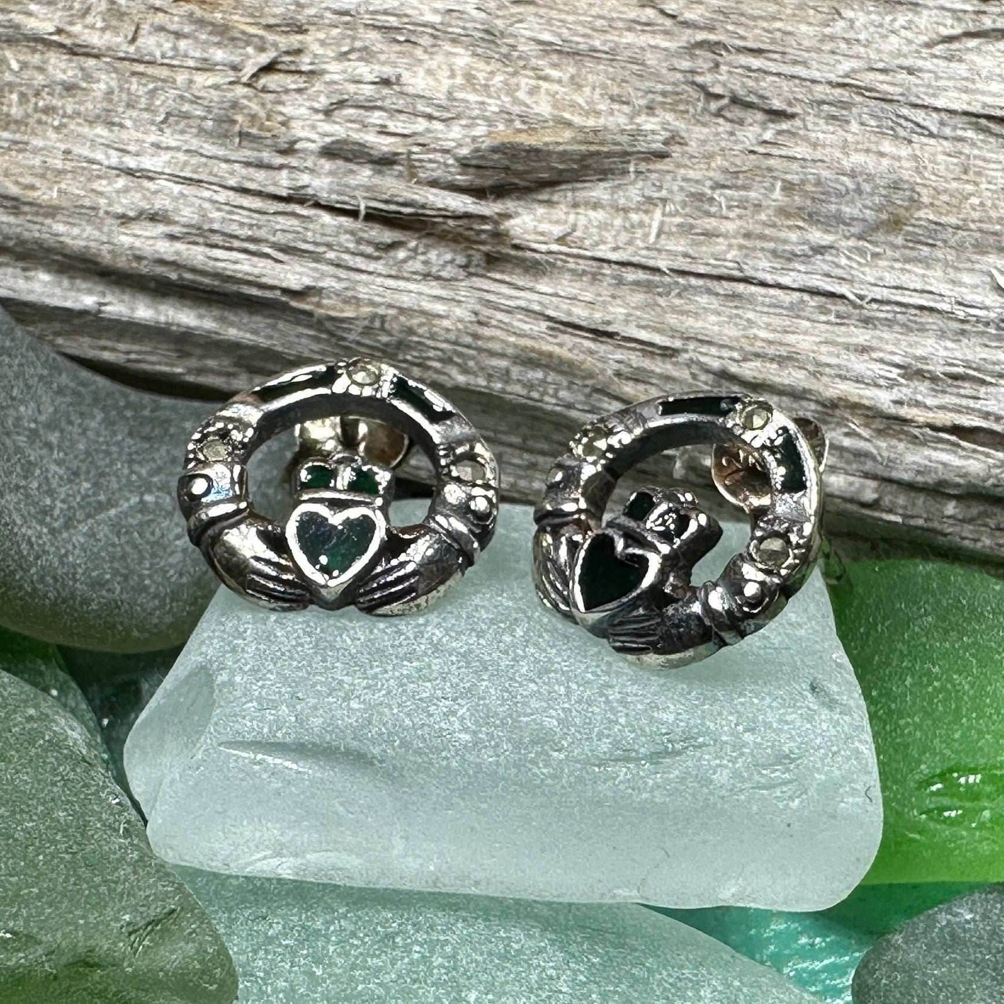 Irish Claddagh Stud Earrings - 