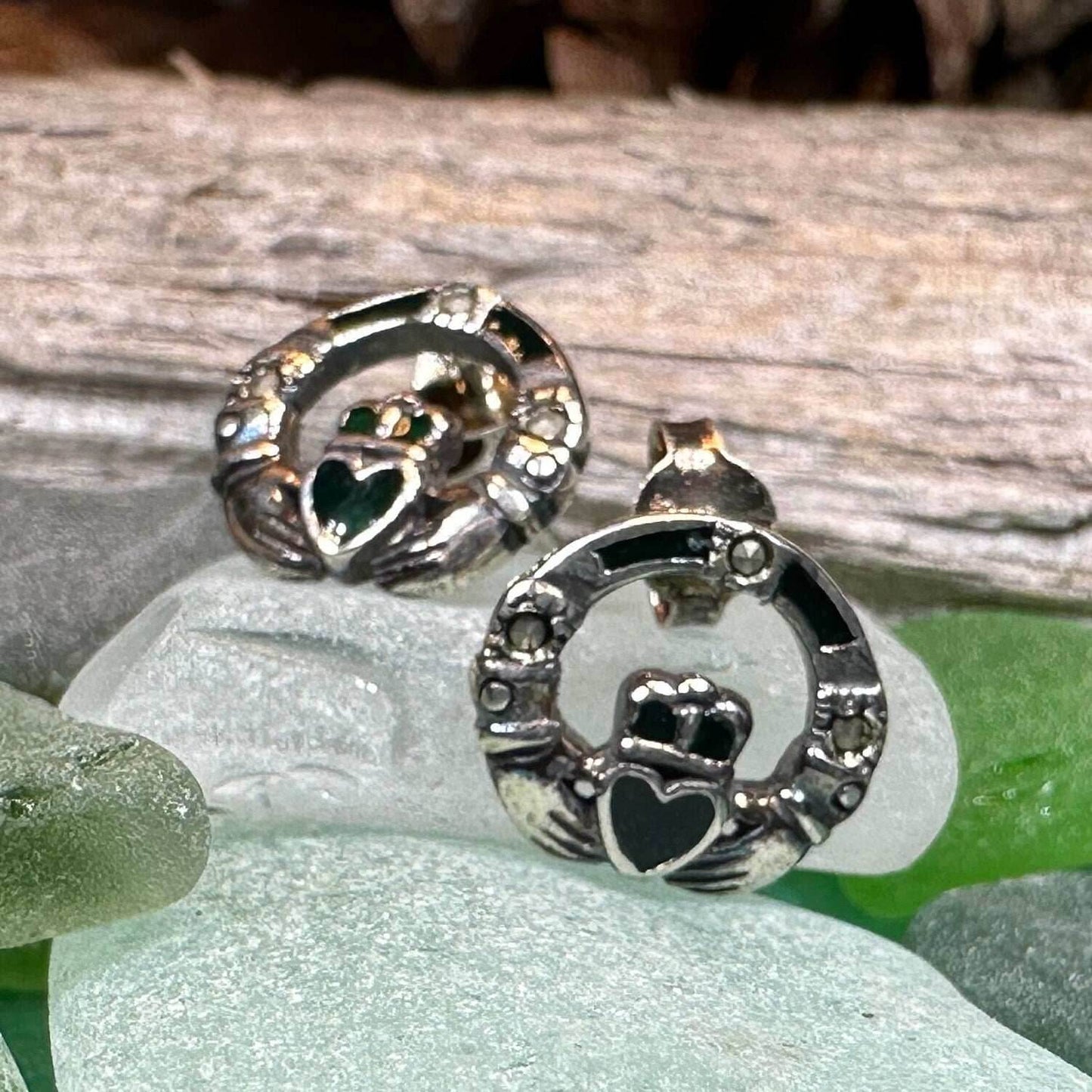 Irish Claddagh Stud Earrings - 
