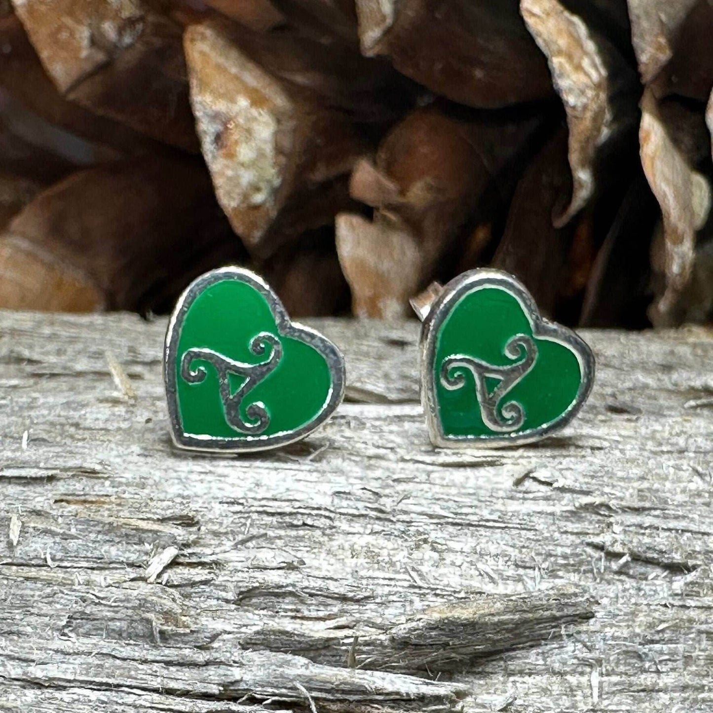 Green Celtic Spiral Earrings - 