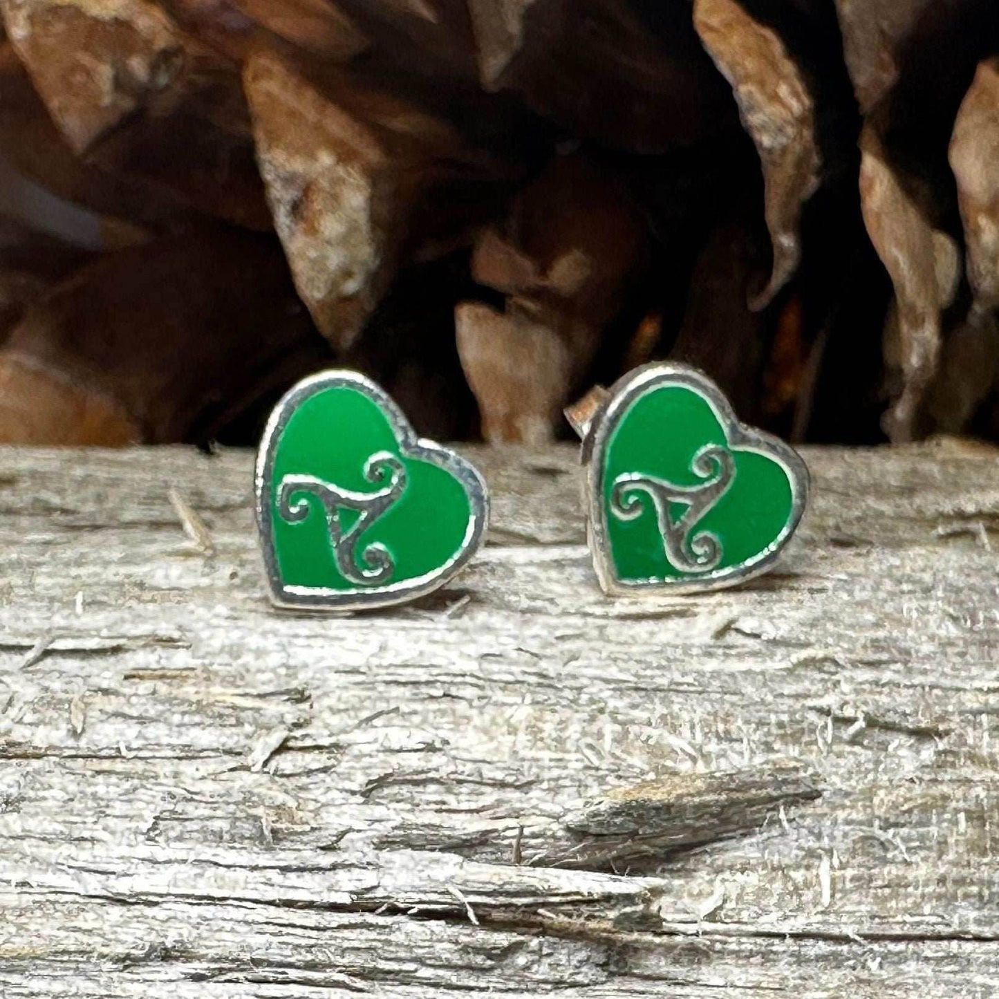 Green Celtic Spiral Earrings - 