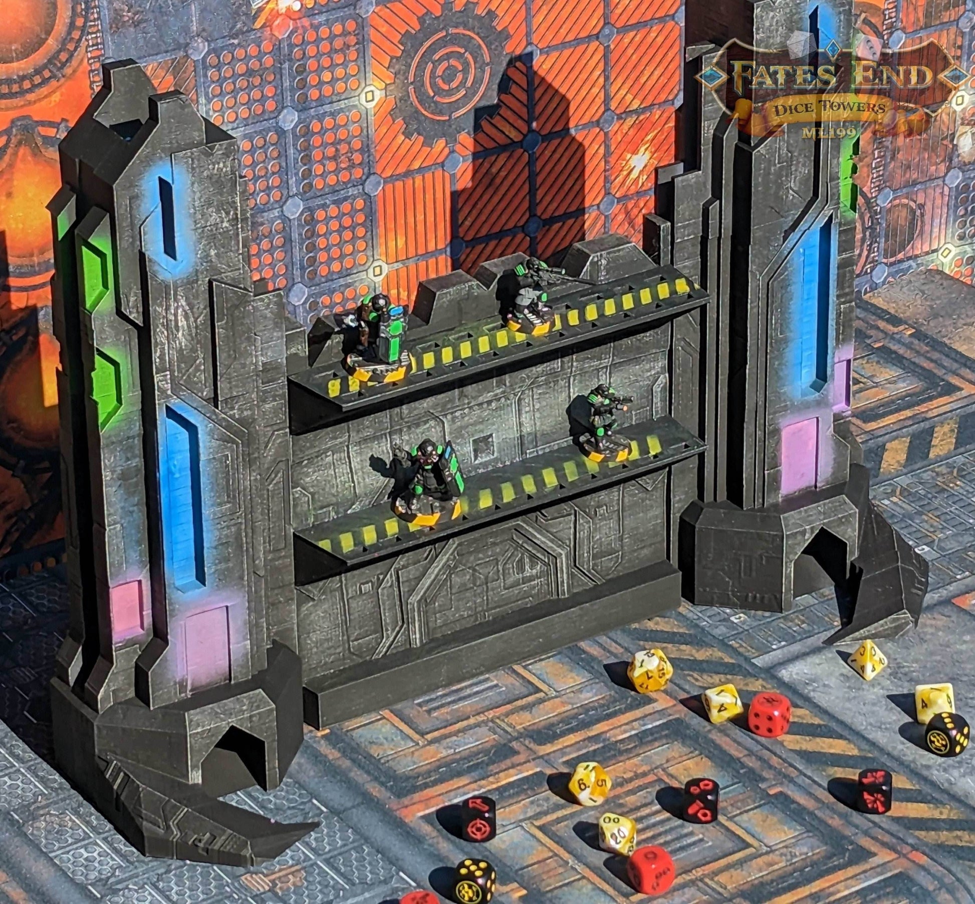 Dungeon Master Screen/Game Master Screen- Cyberpunk/SciFi/Alien-Fate's End Collection - Black / Garrison