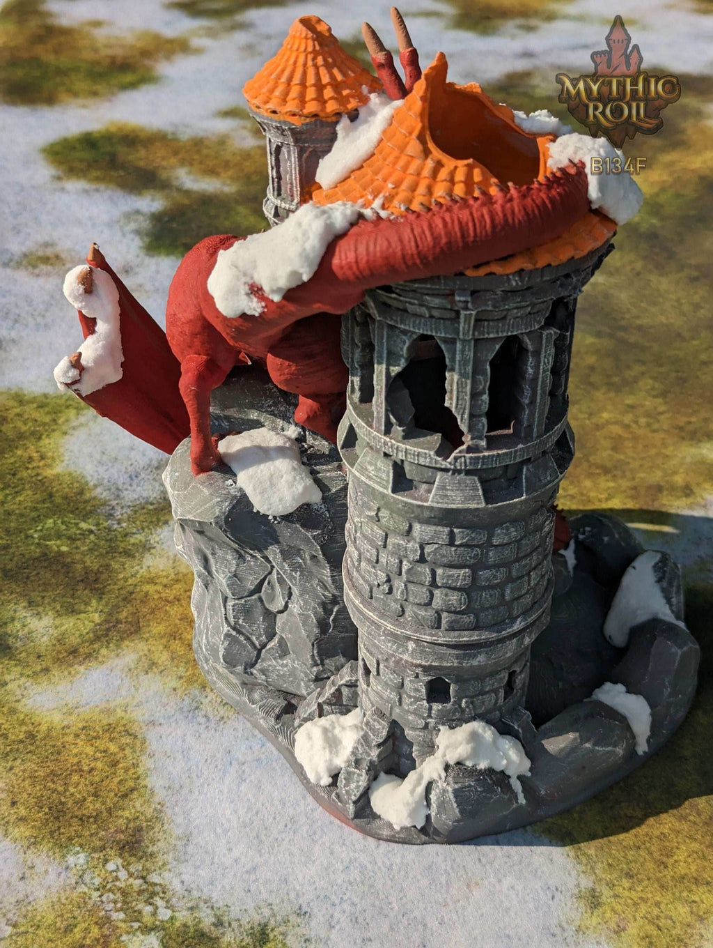 Dragon 3D Printed Dice Tower - Mythic Roll Collection by Unchained Games - Ascend to New Heights with your Rolls! - Black / Yes- Include Random Dice Set