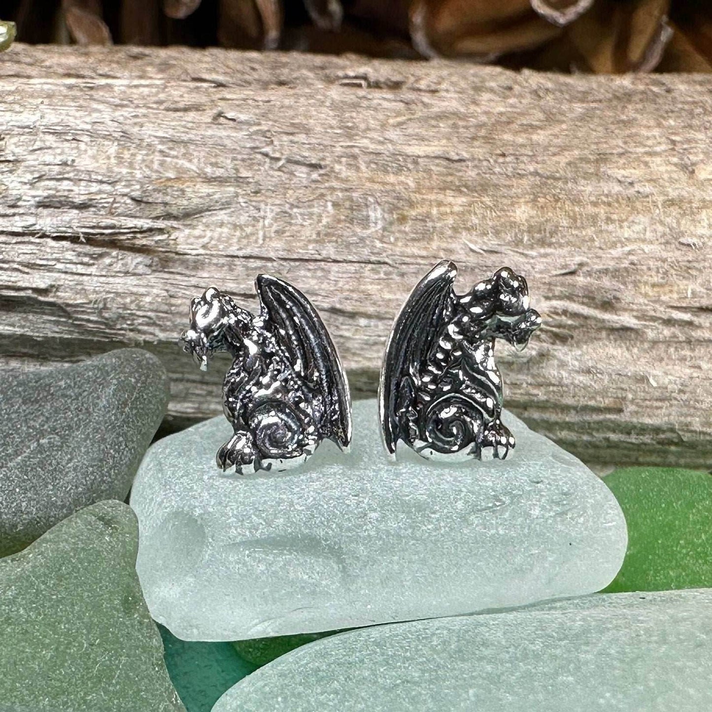 Gargoyle Dragon Post Earrings - 