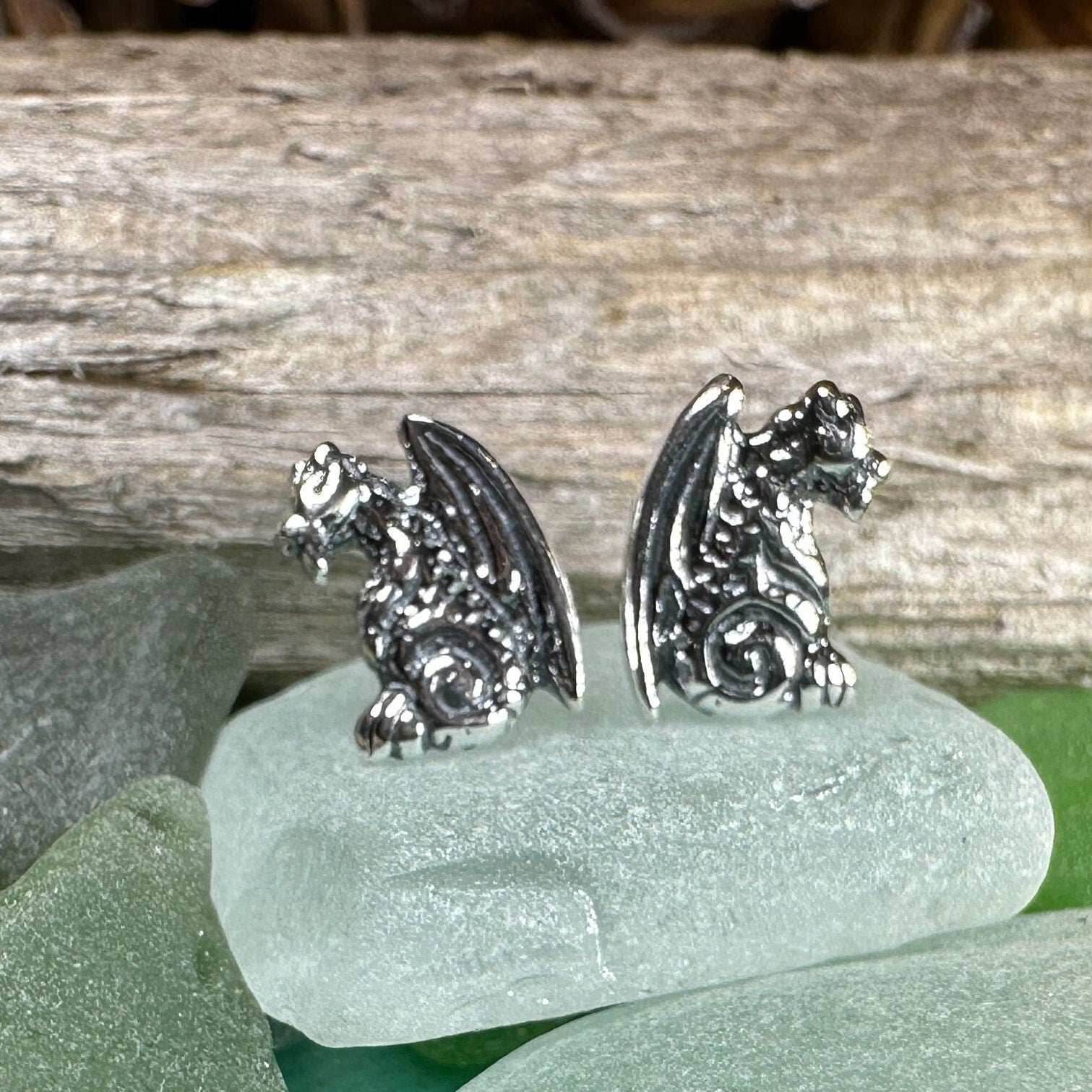 Gargoyle Dragon Post Earrings - 