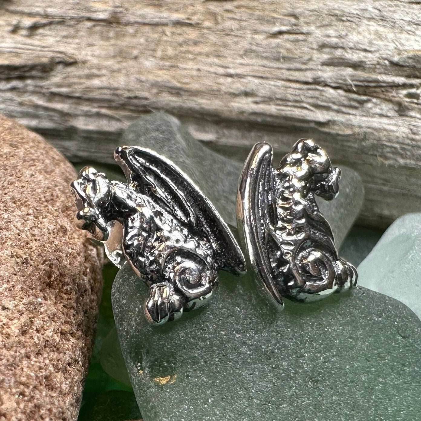 Gargoyle Dragon Post Earrings - 