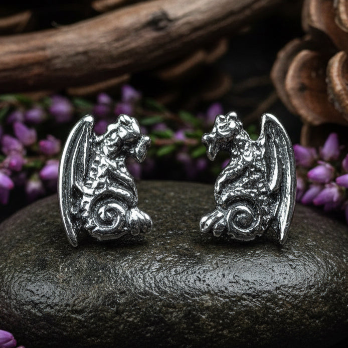 Gargoyle Dragon Post Earrings