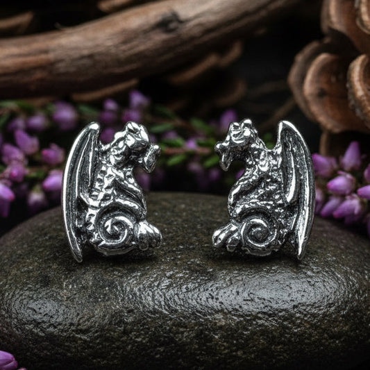 Gargoyle Dragon Post Earrings
