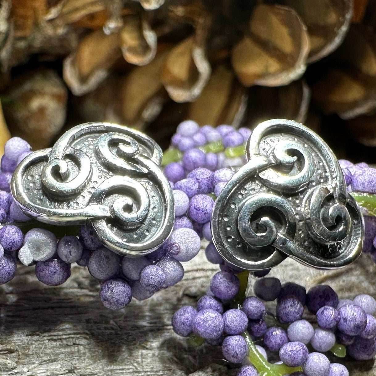 Ancient Gale Celtic Spiral Post Earrings - 
