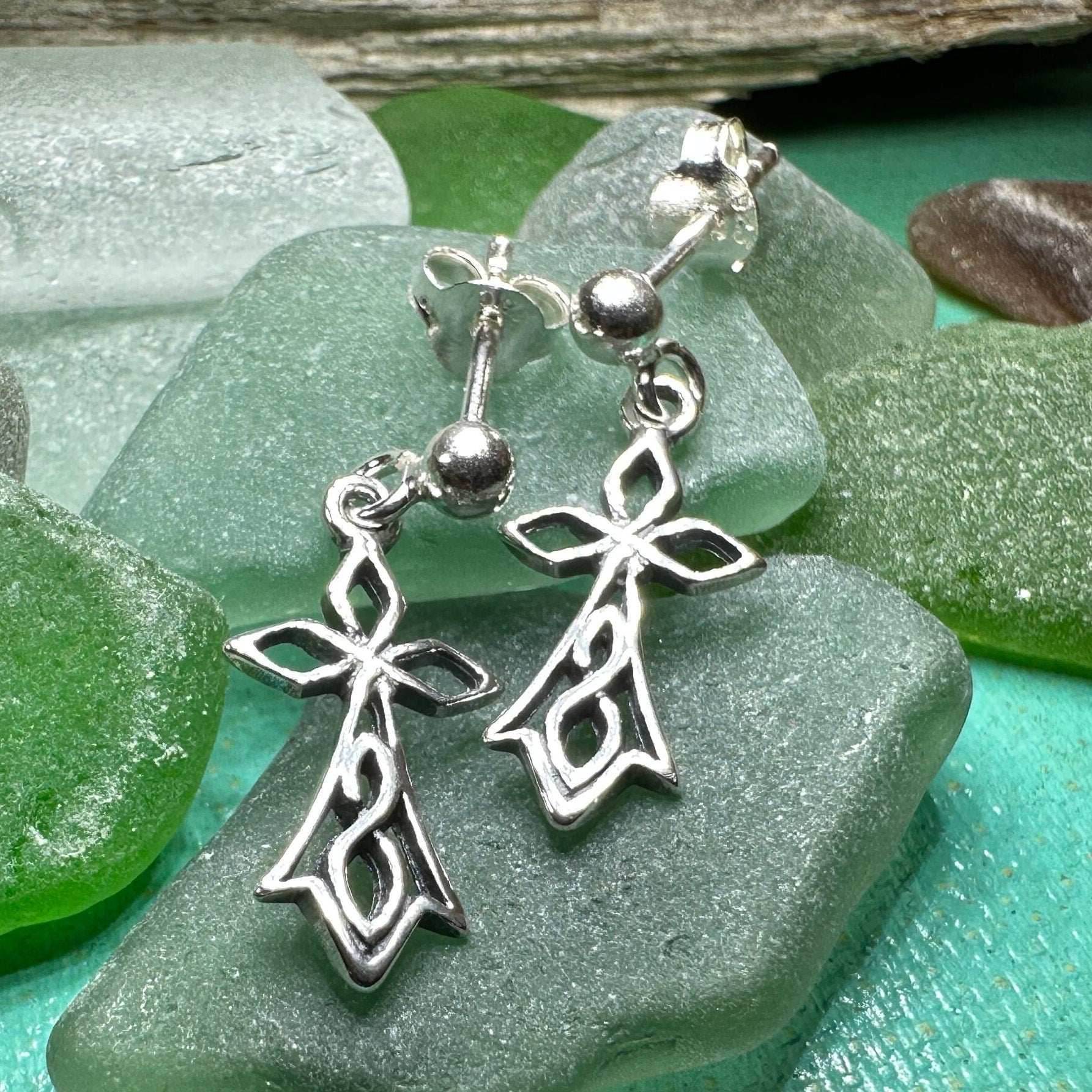 Sweet Celtic Cross Post Earrings - 