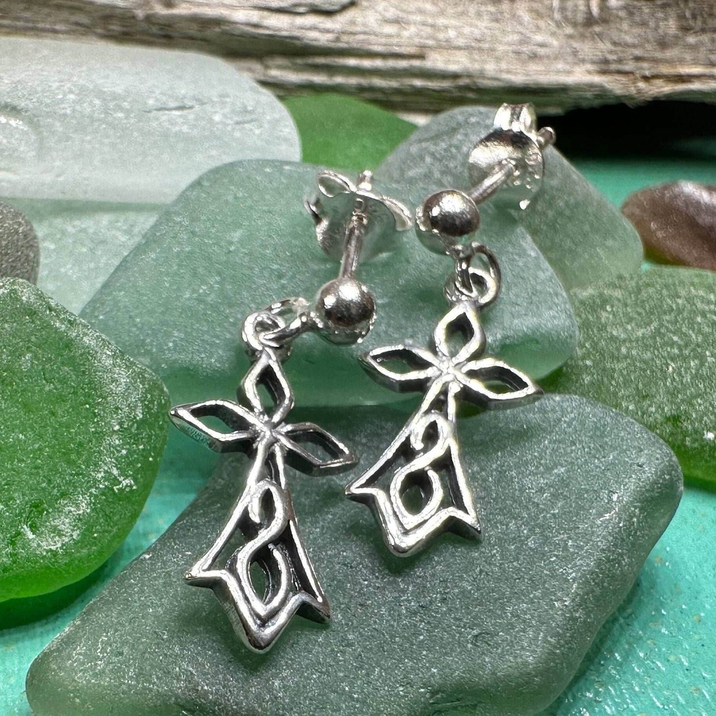 Sweet Celtic Cross Post Earrings - 