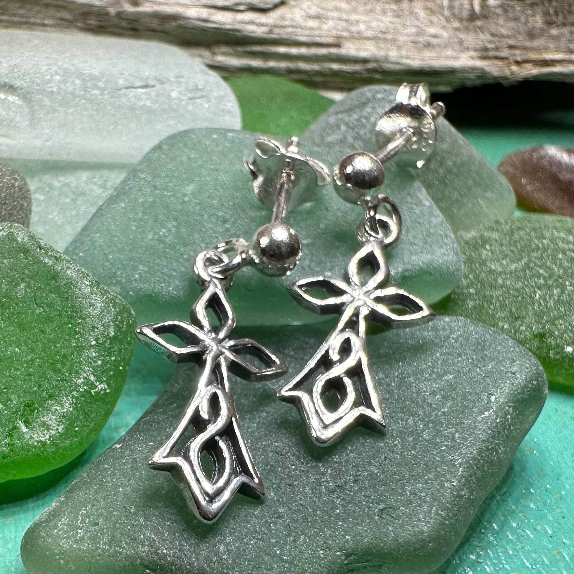 Sweet Celtic Cross Post Earrings - 