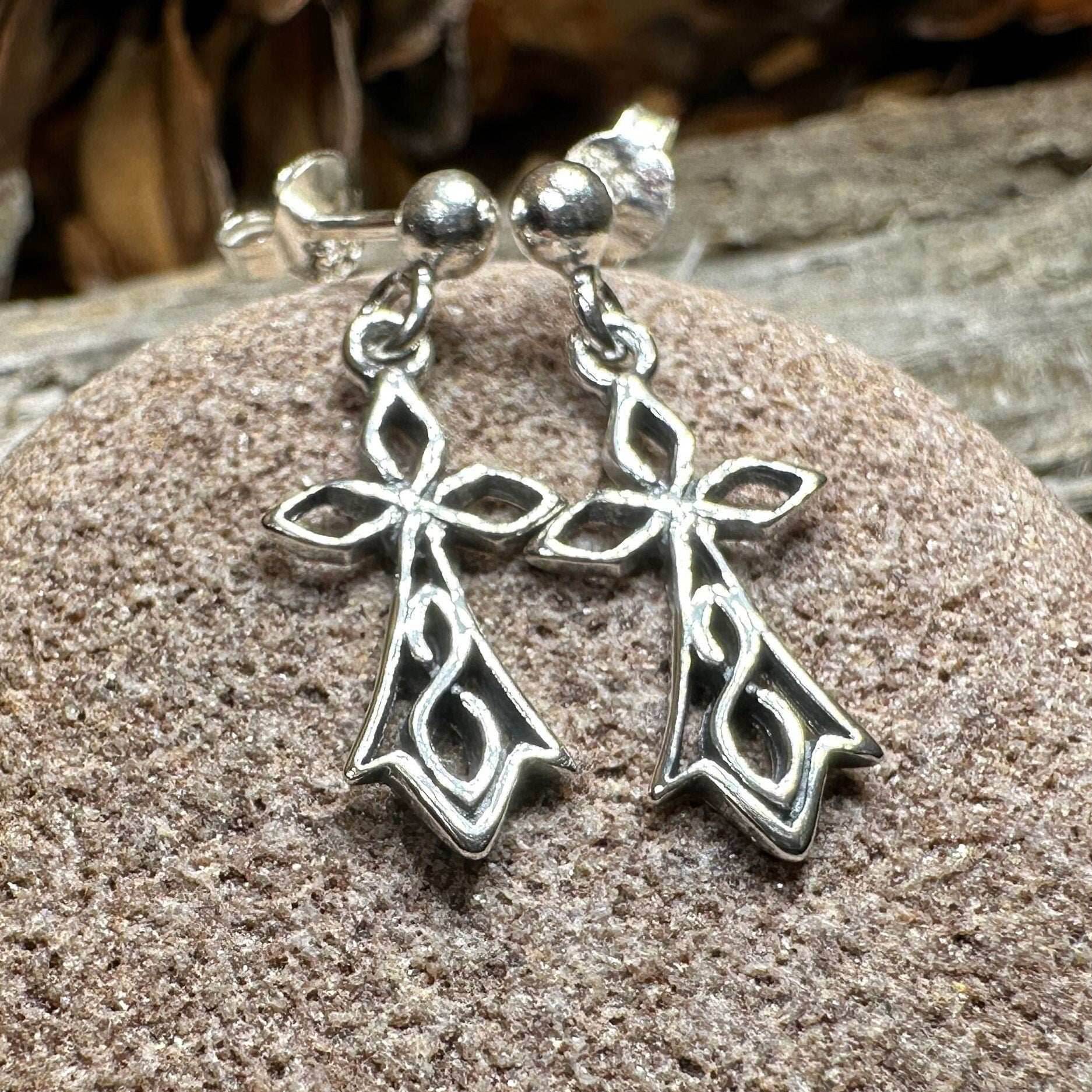 Sweet Celtic Cross Post Earrings - 