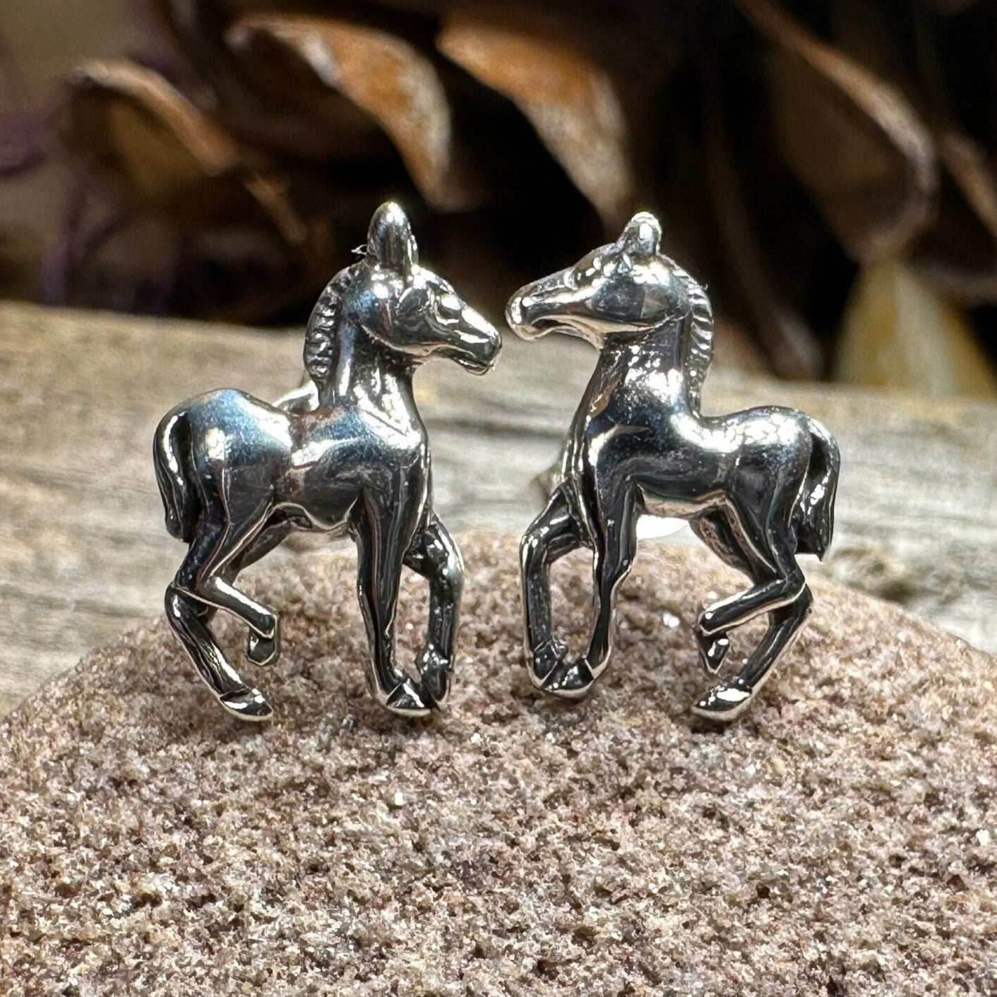 Prancing Horse Post Earrings - 