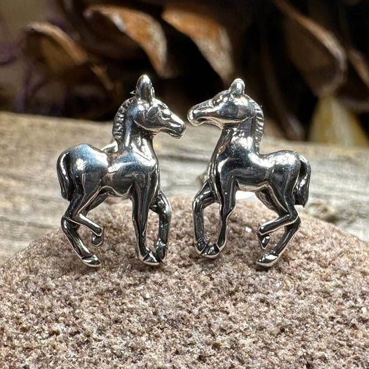 Prancing Horse Post Earrings - 
