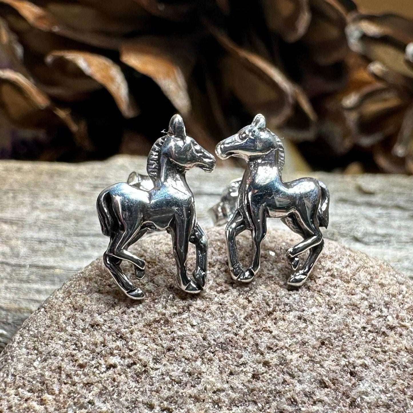 Prancing Horse Post Earrings - 