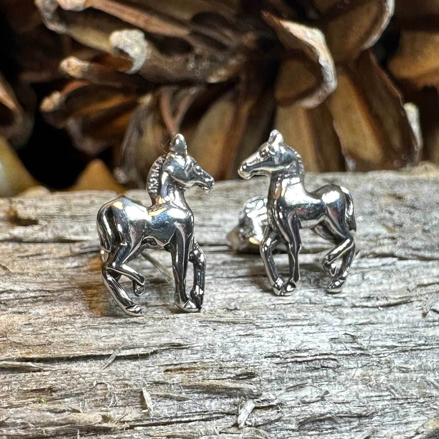 Prancing Horse Post Earrings - 