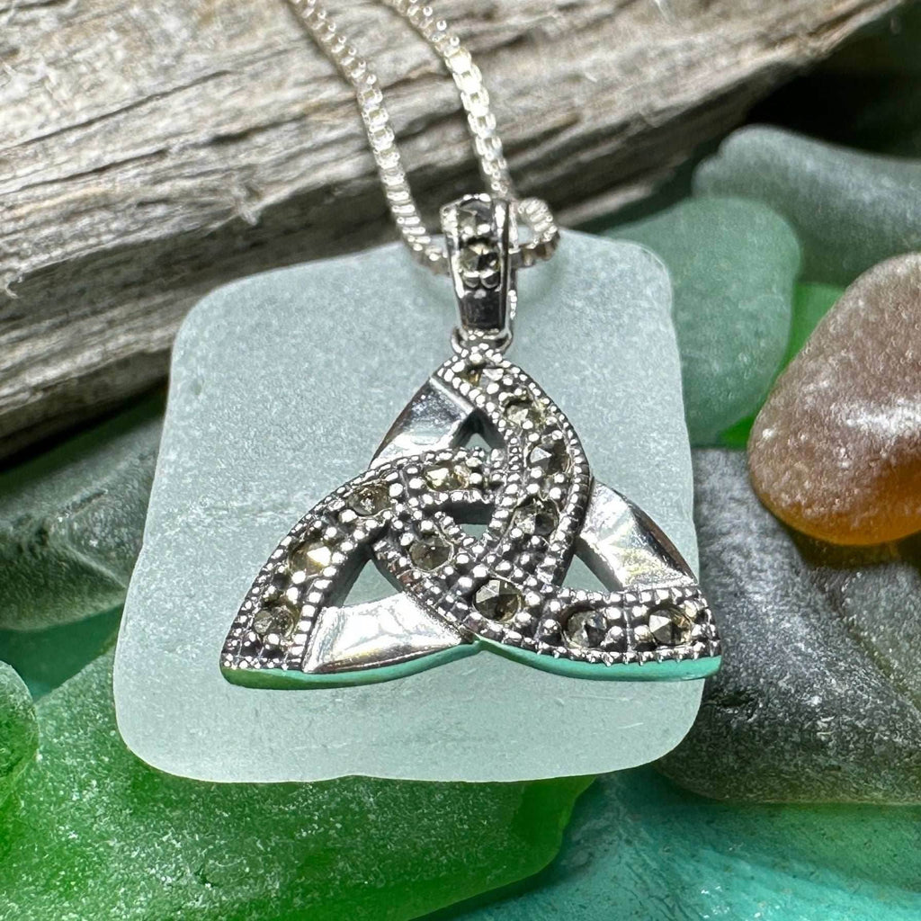 Marcasite Trinity Knot Necklace - 18