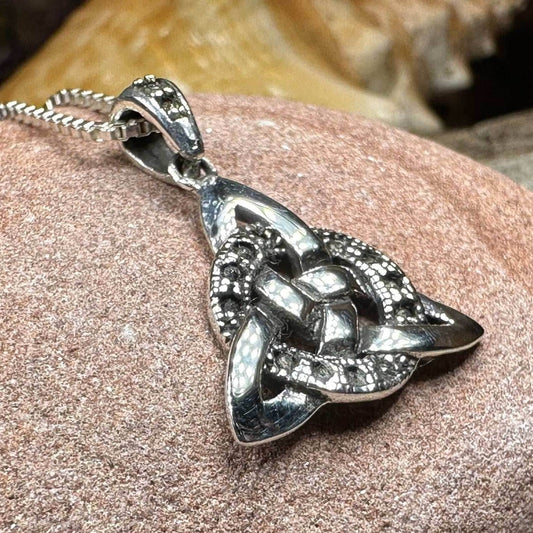 Marcasite Trinity Knot Necklace - 18