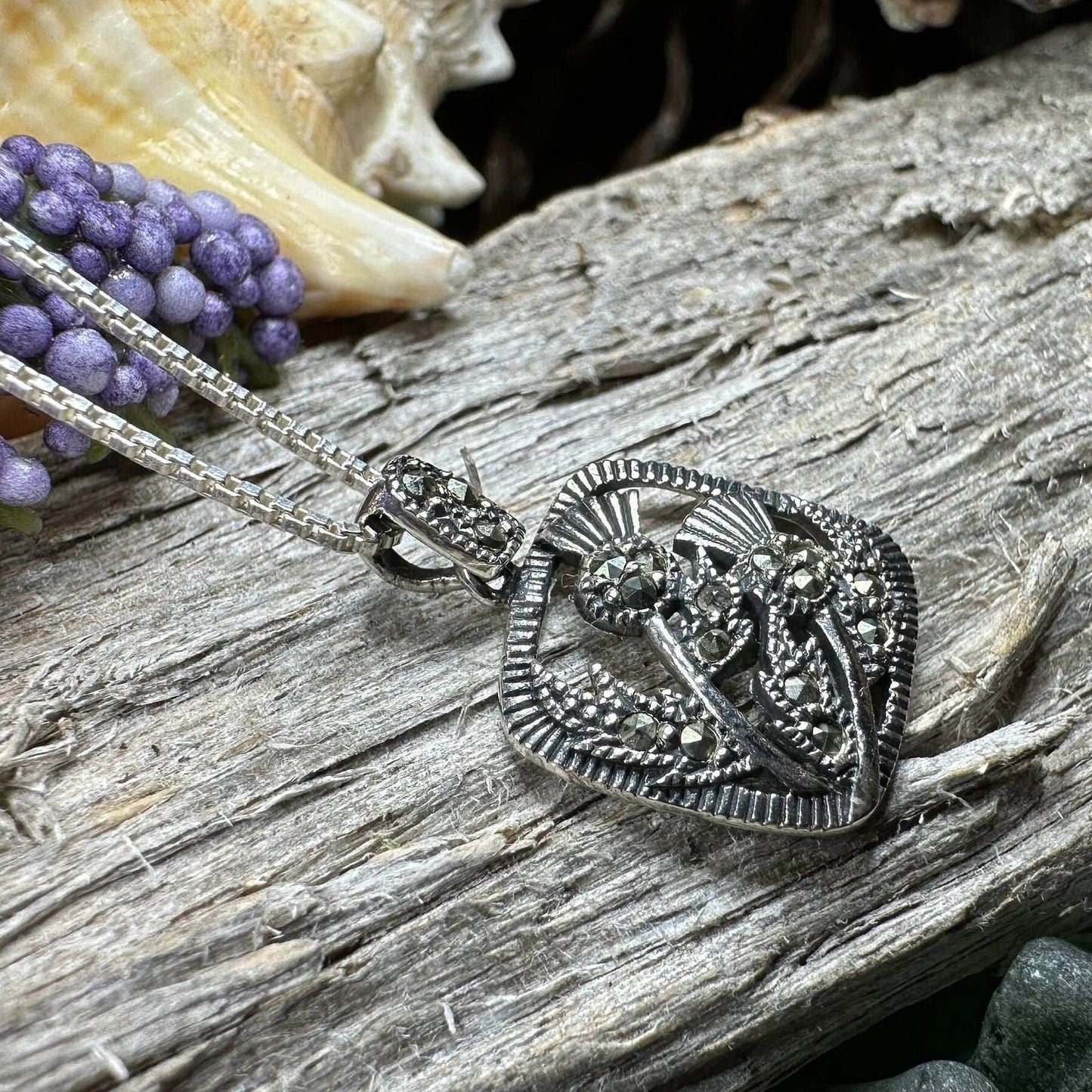 Leonora Thistle Marcasite Necklace - 18