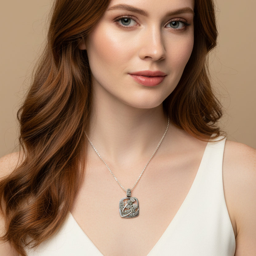 Leonora Thistle Marcasite Necklace