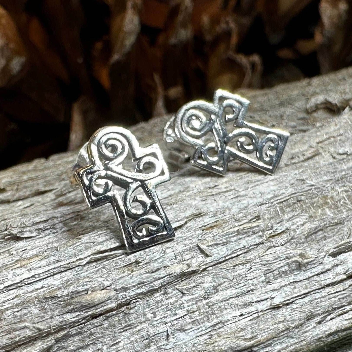 Iona Celtic Cross Post Earrings - 
